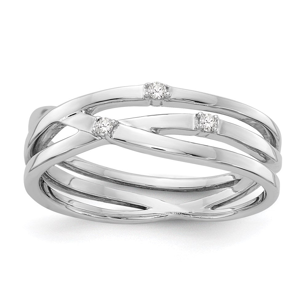 Sterling Silver White Ice Rhodium-Plated Diamond Ring