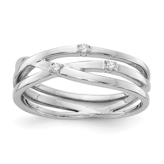 Sterling Silver White Ice Rhodium-Plated Diamond Ring