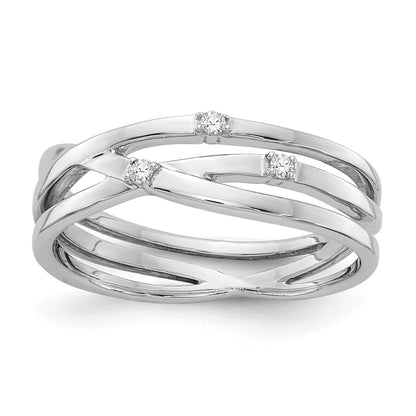 Sterling Silver White Ice Rhodium-Plated Diamond Ring