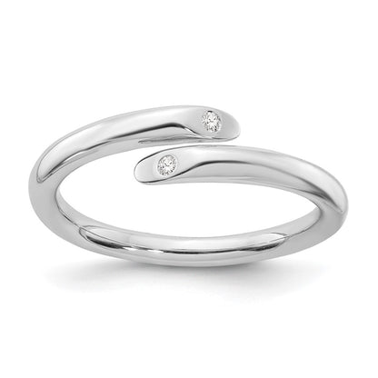 Sterling Silver White Ice Rhodium-Plated Diamond Ring