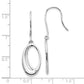 White Ice Sterling Silver Rhodium-plated Open Oval Diamond Shepherd Hook Dangle Earrings
