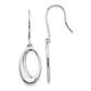 White Ice Sterling Silver Rhodium-plated Open Oval Diamond Shepherd Hook Dangle Earrings