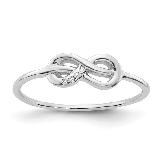 Sterling Silver White Ice Rhodium-Plated Diamond Infinity Ring