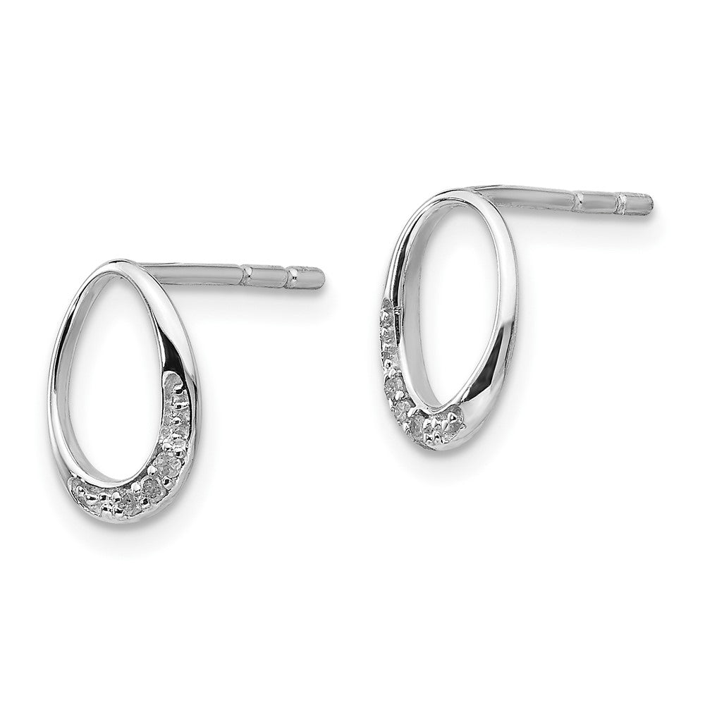 White Ice Sterling Silver Rhodium-plated Open Oval Diamond Post Earrings