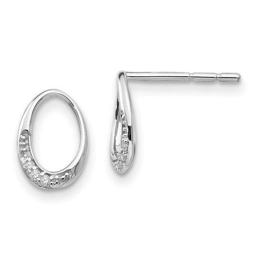 White Ice Sterling Silver Rhodium-plated Open Oval Diamond Post Earrings