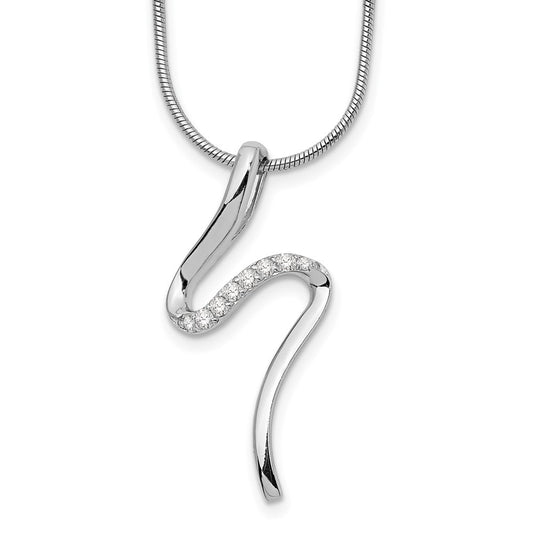 Sterling Silver White Ice Rhodium-Plated 18 Inch Diamond S Shaped Necklace With 2 Extender