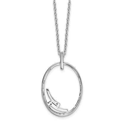 Sterling Silver White Ice Rhodium-Plated 18 Inch Diamond Open Oval Necklace With 2 Extender
