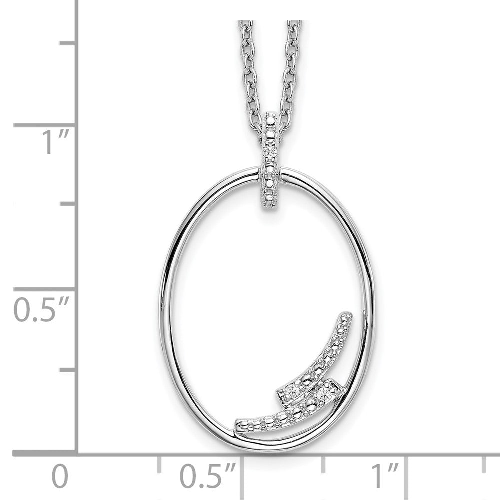 Sterling Silver White Ice Rhodium-Plated 18 Inch Diamond Open Oval Necklace With 2 Extender