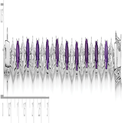 7 Inch Sterling Silver Rhodium-Plated Amethyst & Cz Bracelet