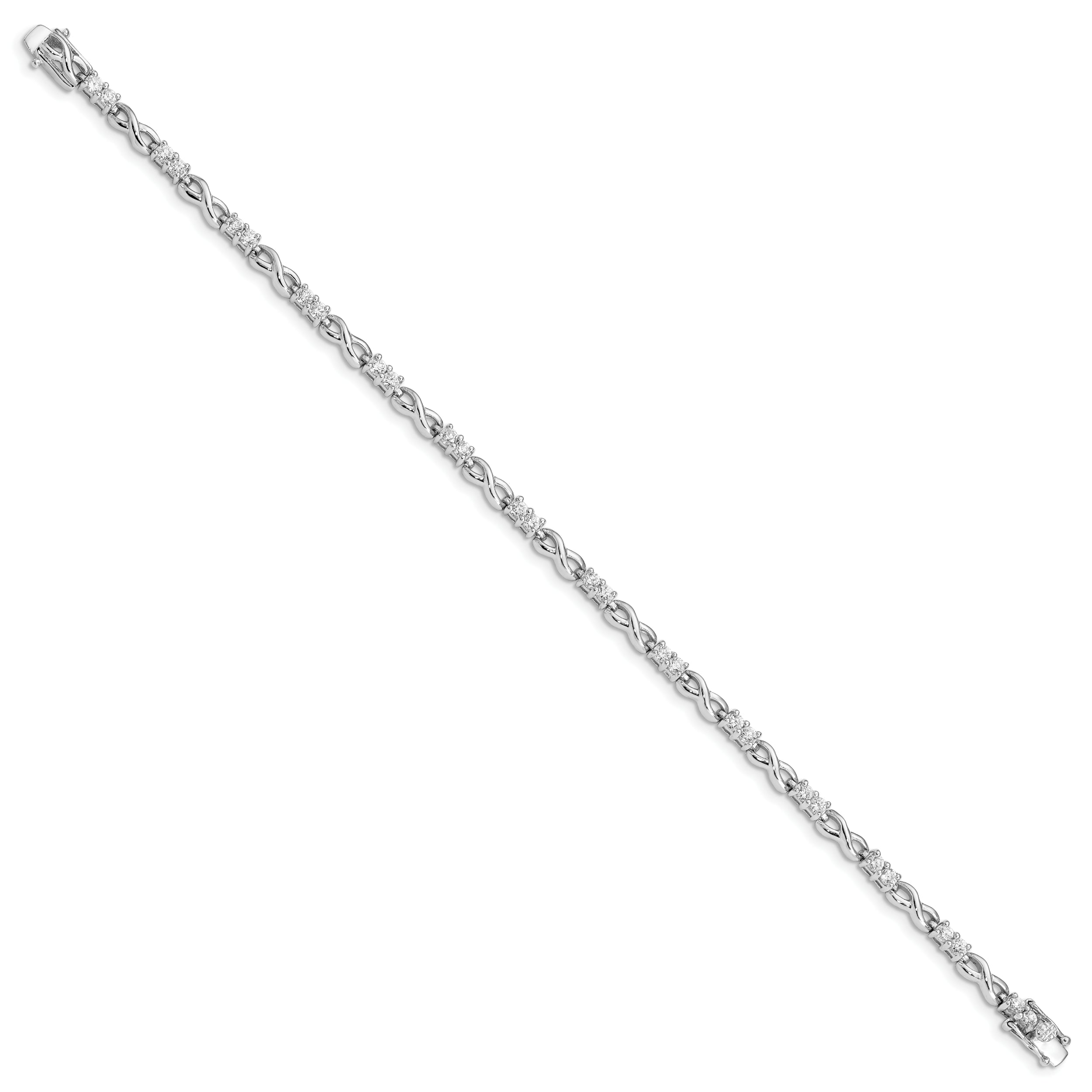 7.5 Inch Sterling Silver Rhodium-Plated Cz Infinity Bracelet