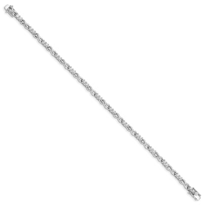 7.5 Inch Sterling Silver Rhodium-Plated Cz Infinity Bracelet