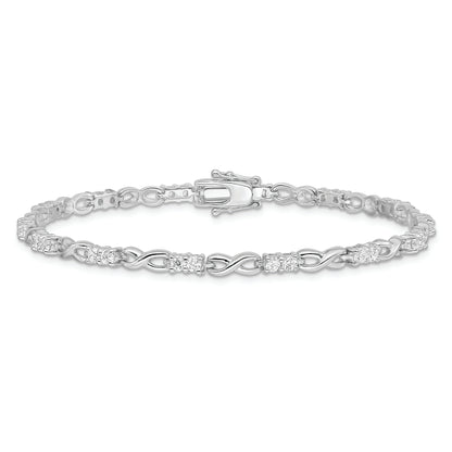 7.5 Inch Sterling Silver Rhodium-Plated Cz Infinity Bracelet