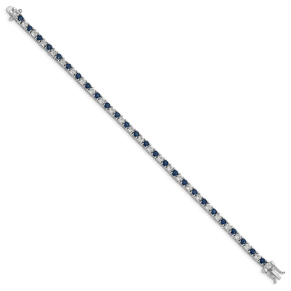 7 Inch Sterling Silver Rhodium-Plated Sapphire & White Topaz Tennis Bracelet