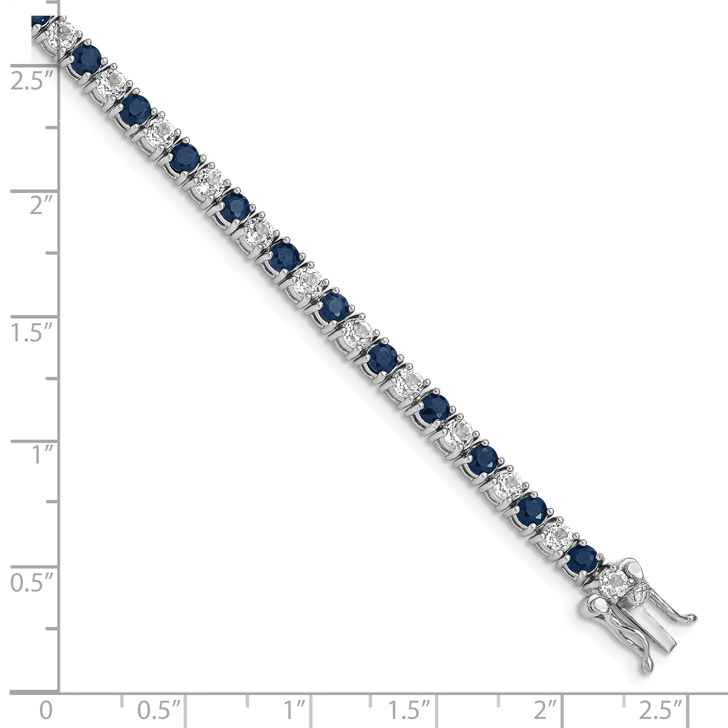 7 Inch Sterling Silver Rhodium-Plated Sapphire & White Topaz Tennis Bracelet