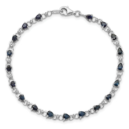 7 Inch Sterling Silver Rhodium-Plated Sapphire And Diamond Bracelet