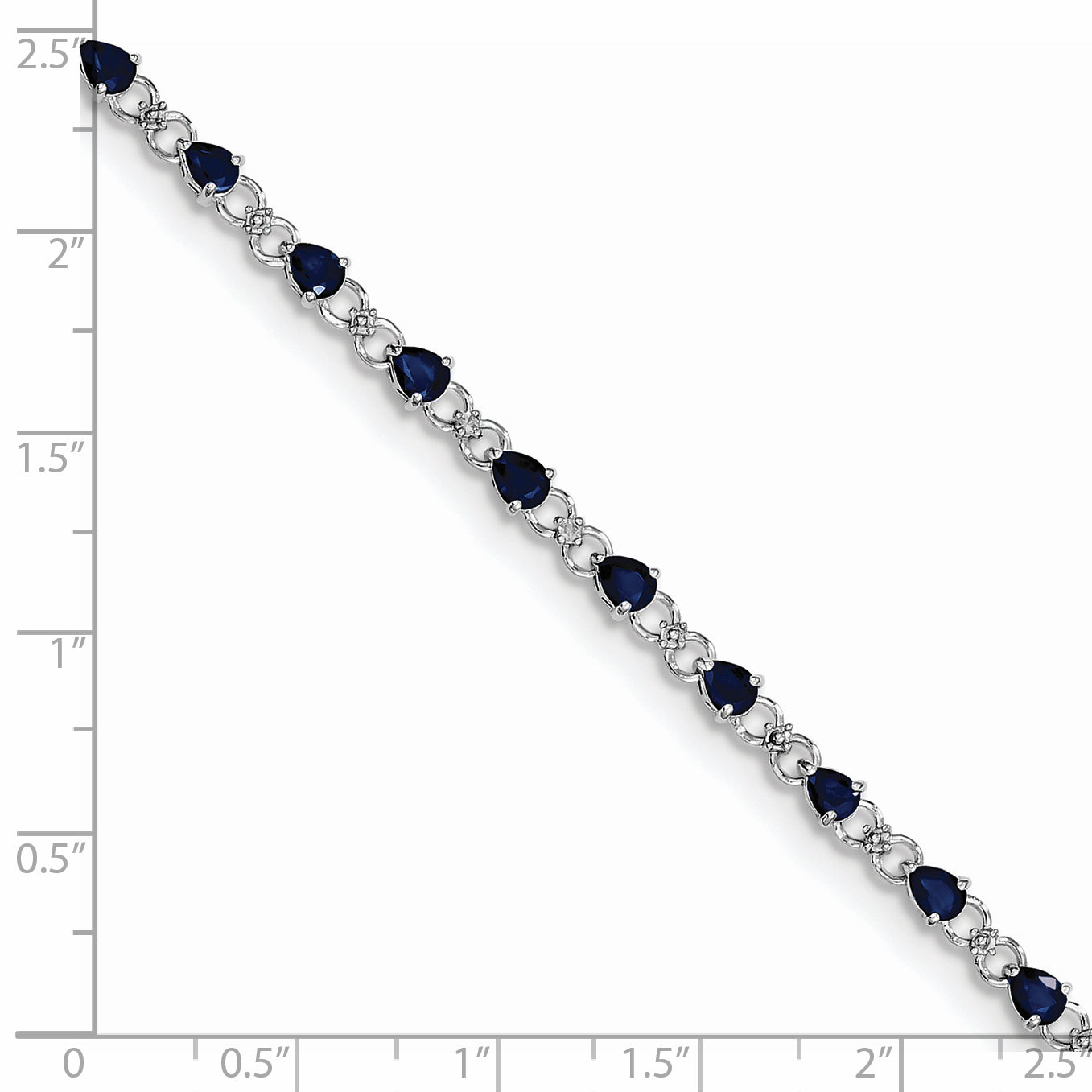 7 Inch Sterling Silver Rhodium-Plated Sapphire And Diamond Bracelet