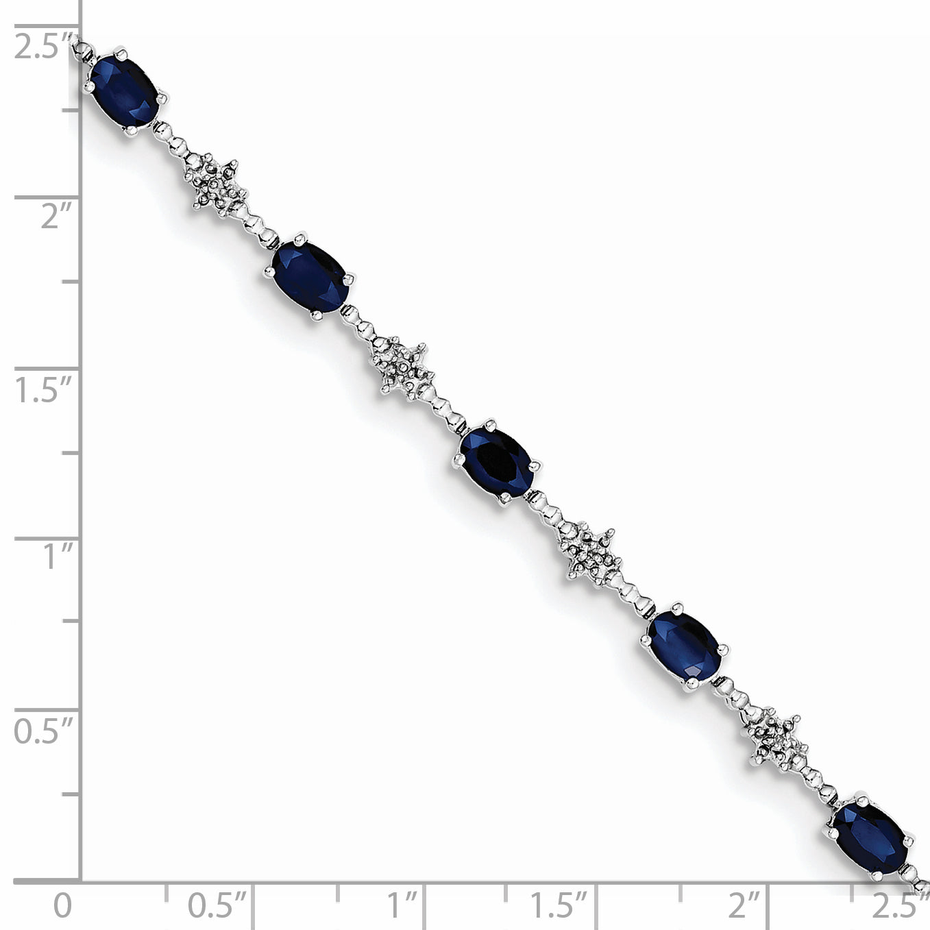 7 Inch Sterling Silver Rhodium-Plated Sapphire And Diamond Bracelet