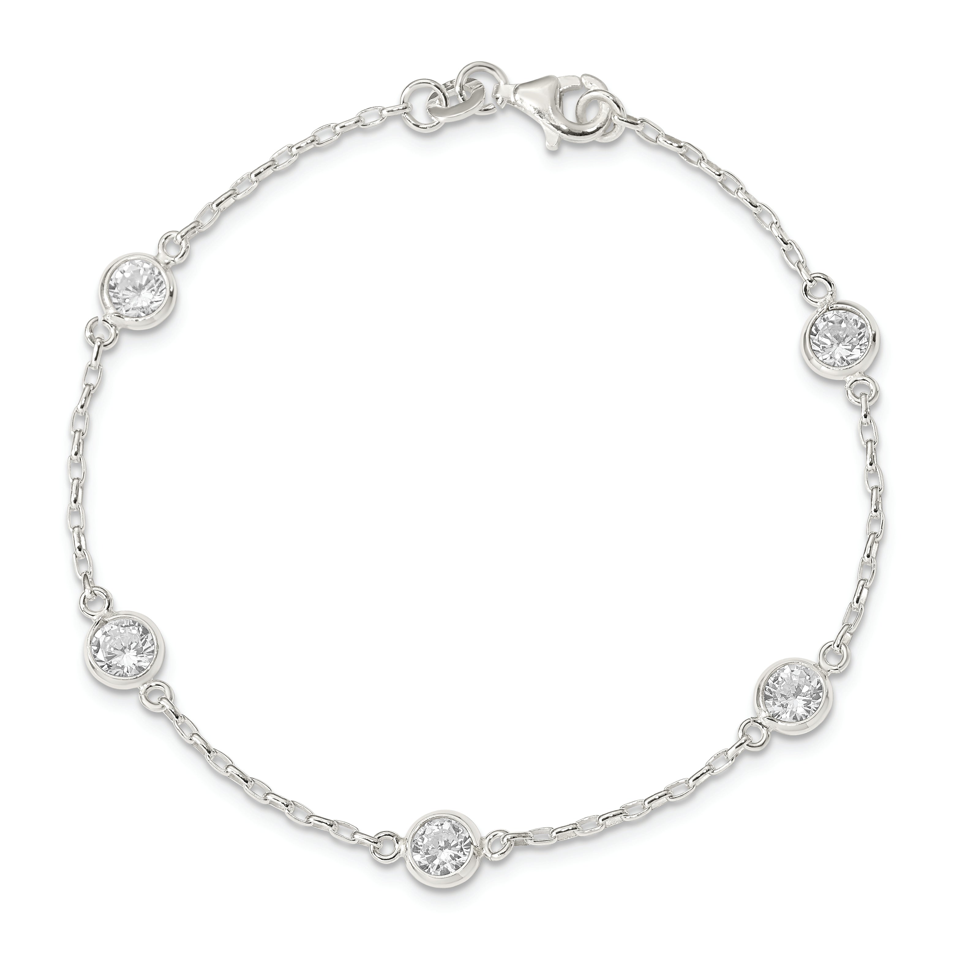 Sterling Silver Polished Cz Bracelet