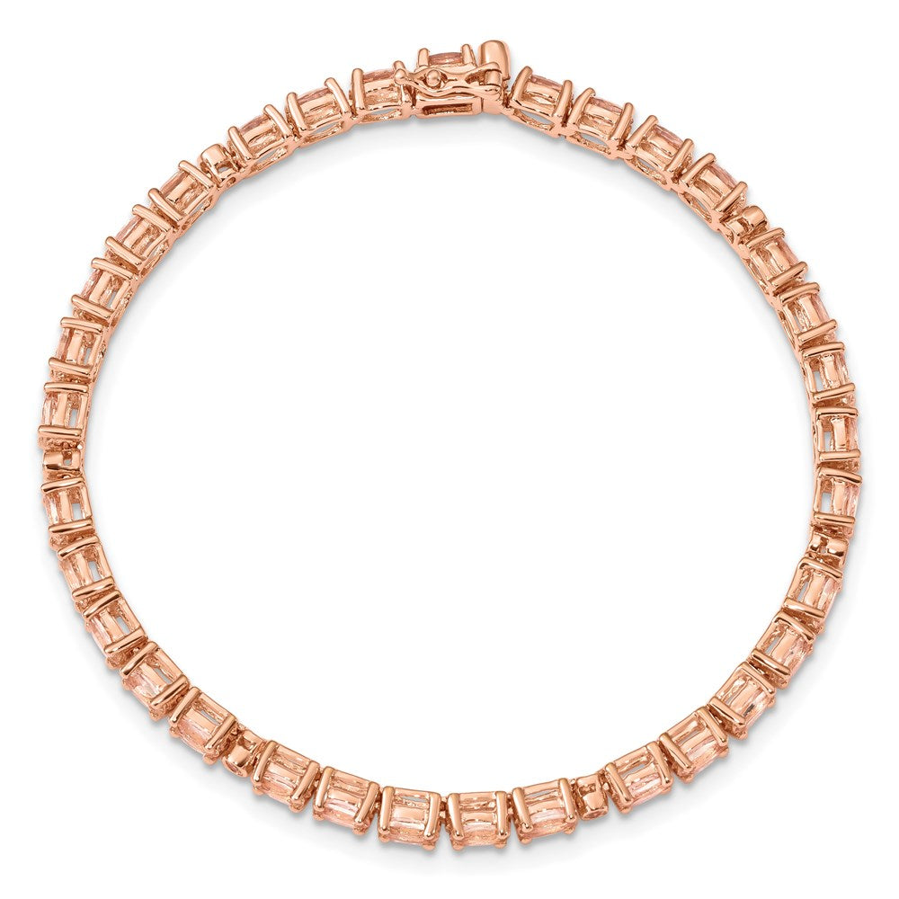 7 Inch Sterling Silver Rhod & Rose Gold-Plate Morg./Crtd. Wht. Sapphire Bracelet