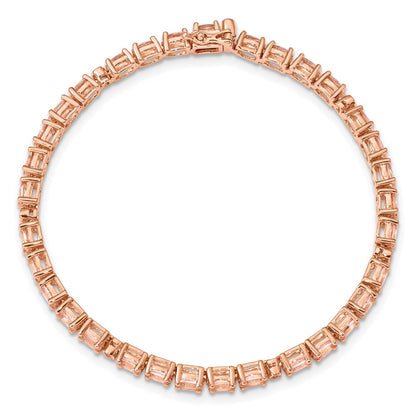 7 Inch Sterling Silver Rhod & Rose Gold-Plate Morg./Crtd. Wht. Sapphire Bracelet