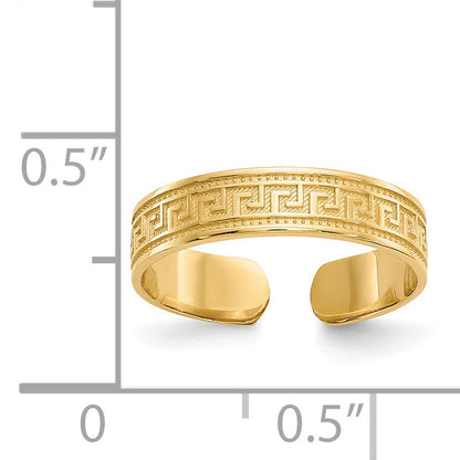 14K Yellow Gold Greek Key Toe Ring