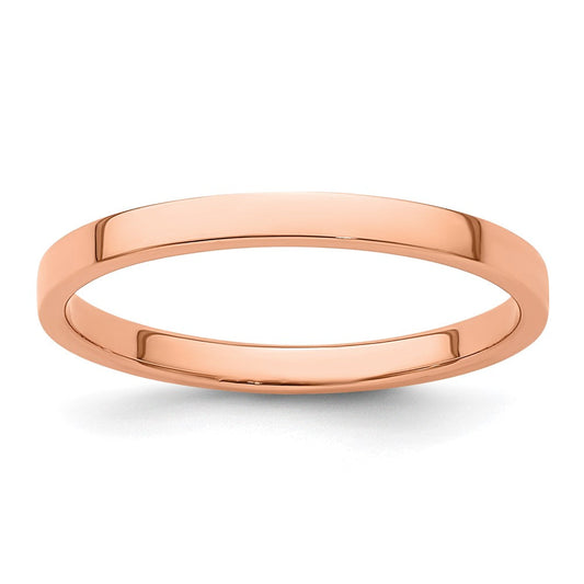 18k Rose Gold 2mm Lightweight Flat Wedding Band Ring
