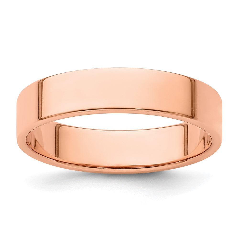 14k Rose Gold 5mm Lightweight Flat Wedding Band Ring