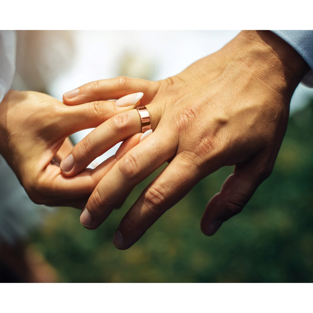 18k Rose Gold 6mm Lightweight Flat Wedding Band Ring