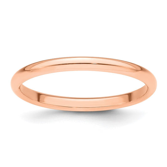 18k Rose Gold 2mm Half Round Wedding Band Ring