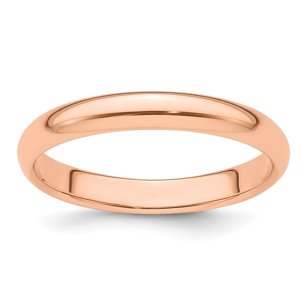 14k Rose Gold 3mm Half-Round Wedding Band Ring