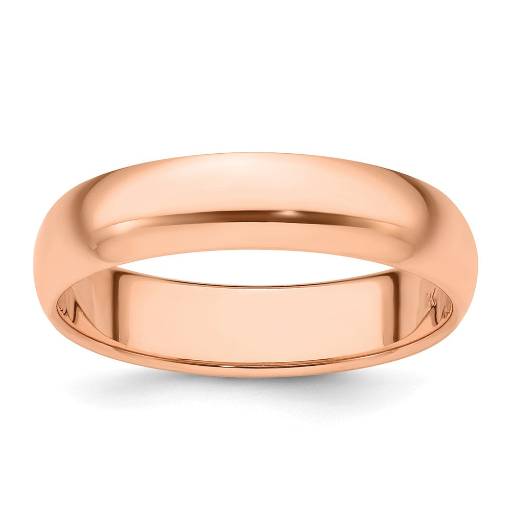 18k Rose Gold 5mm Half-Round Wedding Band Ring