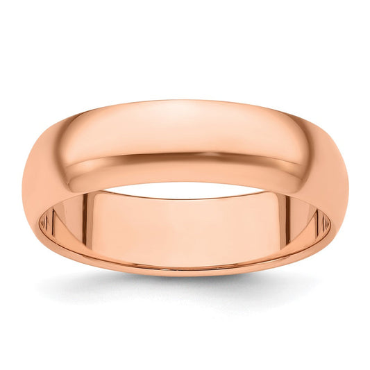 14k Rose Gold 6mm Half-Round Wedding Band Ring