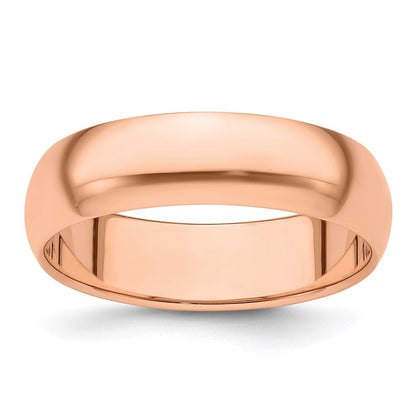 18k Rose Gold 6mm Half-Round Wedding Band Ring