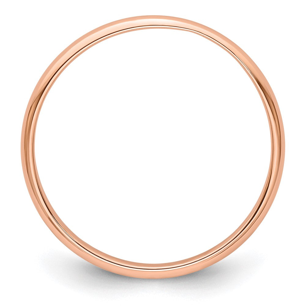 18k Rose Gold 2mm Lightweight Half Round Wedding Band Ring