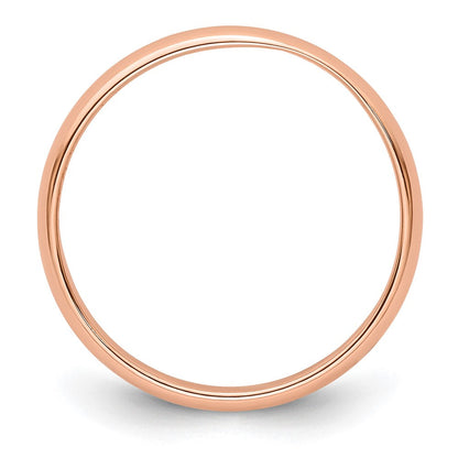 18k Rose Gold 3mm Lightweight Half Round Wedding Band Ring