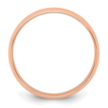 14k Rose Gold 5mm Lightweight Half Round Wedding Band Ring