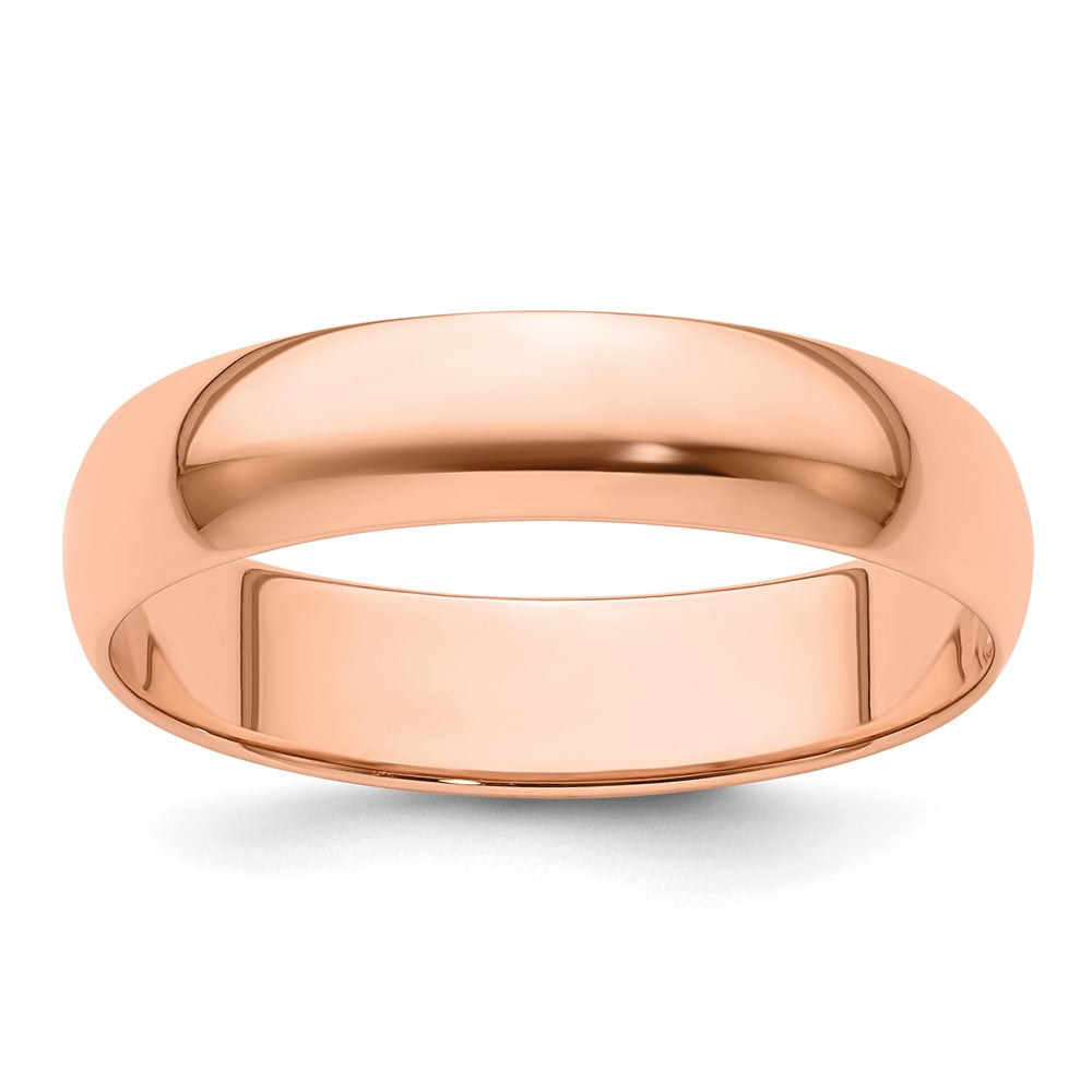 18k Rose Gold 5mm Lightweight Half Round Wedding Band Ring