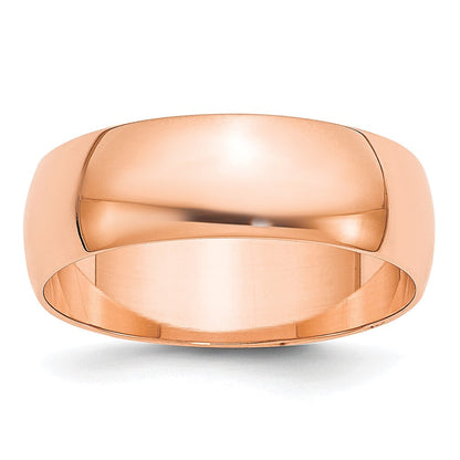 18k Rose Gold 6mm Lightweight Half Round Wedding Band Ring