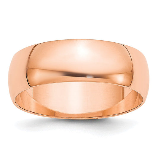 18k Rose Gold 6mm Lightweight Half Round Wedding Band Ring