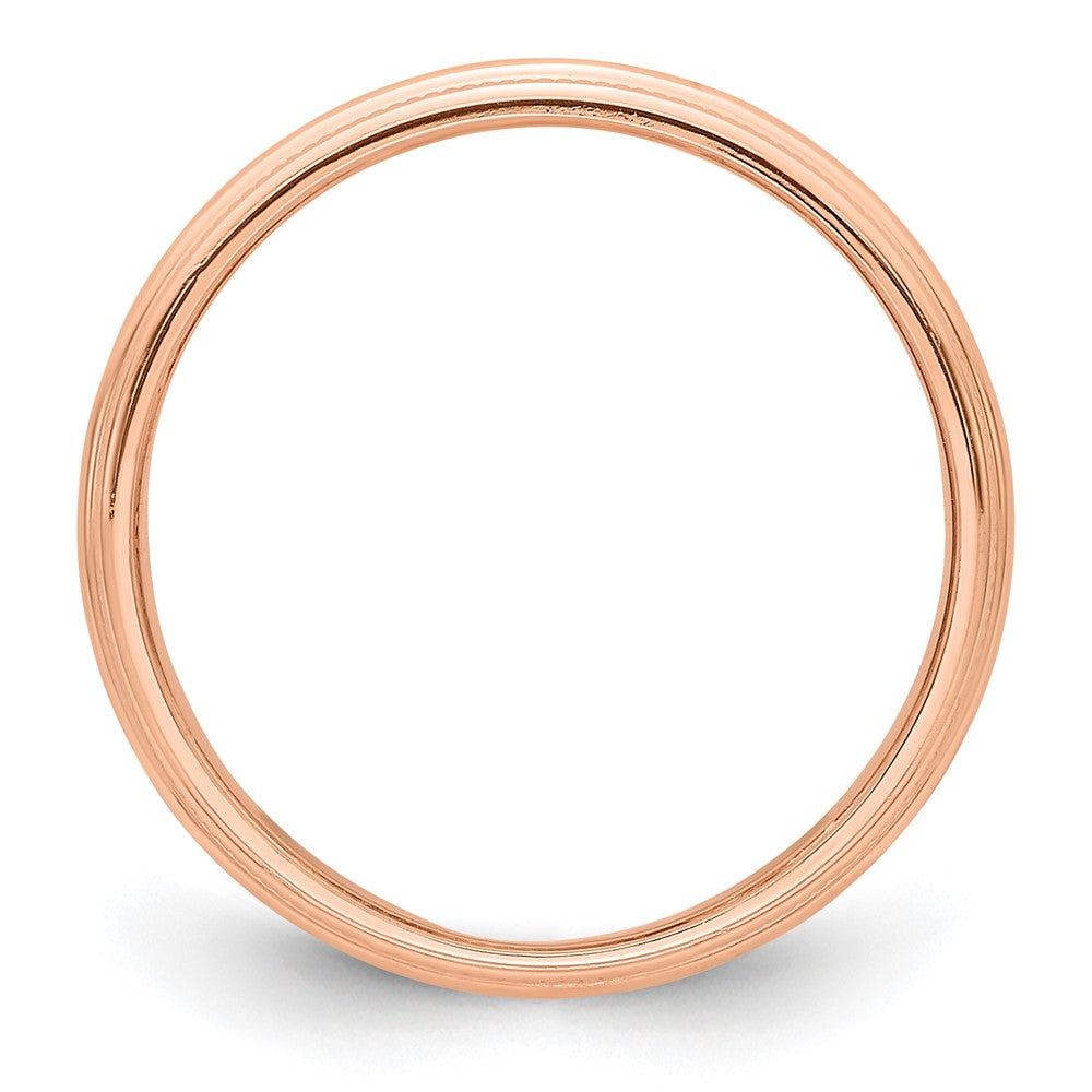 14k Rose Gold 3mm Milgrain Half-Round Wedding Band Ring