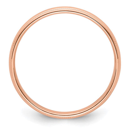 18k Rose Gold 4mm Milgrain Half-Round Wedding Band Ring