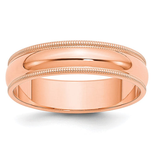 14k Rose Gold 5mm Milgrain Half-Round Wedding Band Ring