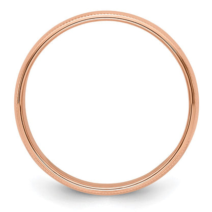 18k Rose Gold 6mm Milgrain Half-Round Wedding Band Ring