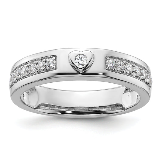 14k White Gold 1/3 Ct. Lab Grown Diamond VS/SI+ G+ Men's Heart Band Ring