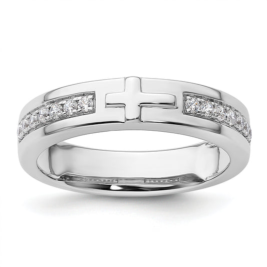 14k White Gold 1/4 Ct. Lab Grown Diamond VS/SI+ G+ Men's Cross Band Ring