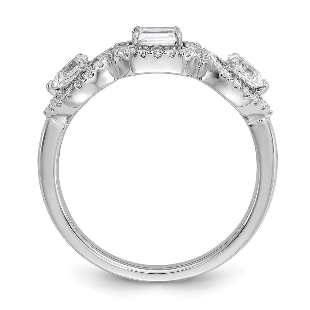 14k White Gold 5/8 Ct. Lab Grown Diamond VS/SI+ G+ Three Stone Emerald and Pear Engagement Ring