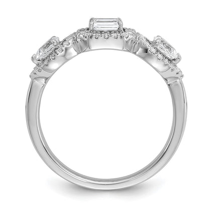 14k White Gold 5/8 Ct. Lab Grown Diamond VS/SI+ G+ Three Stone Emerald and Pear Engagement Ring