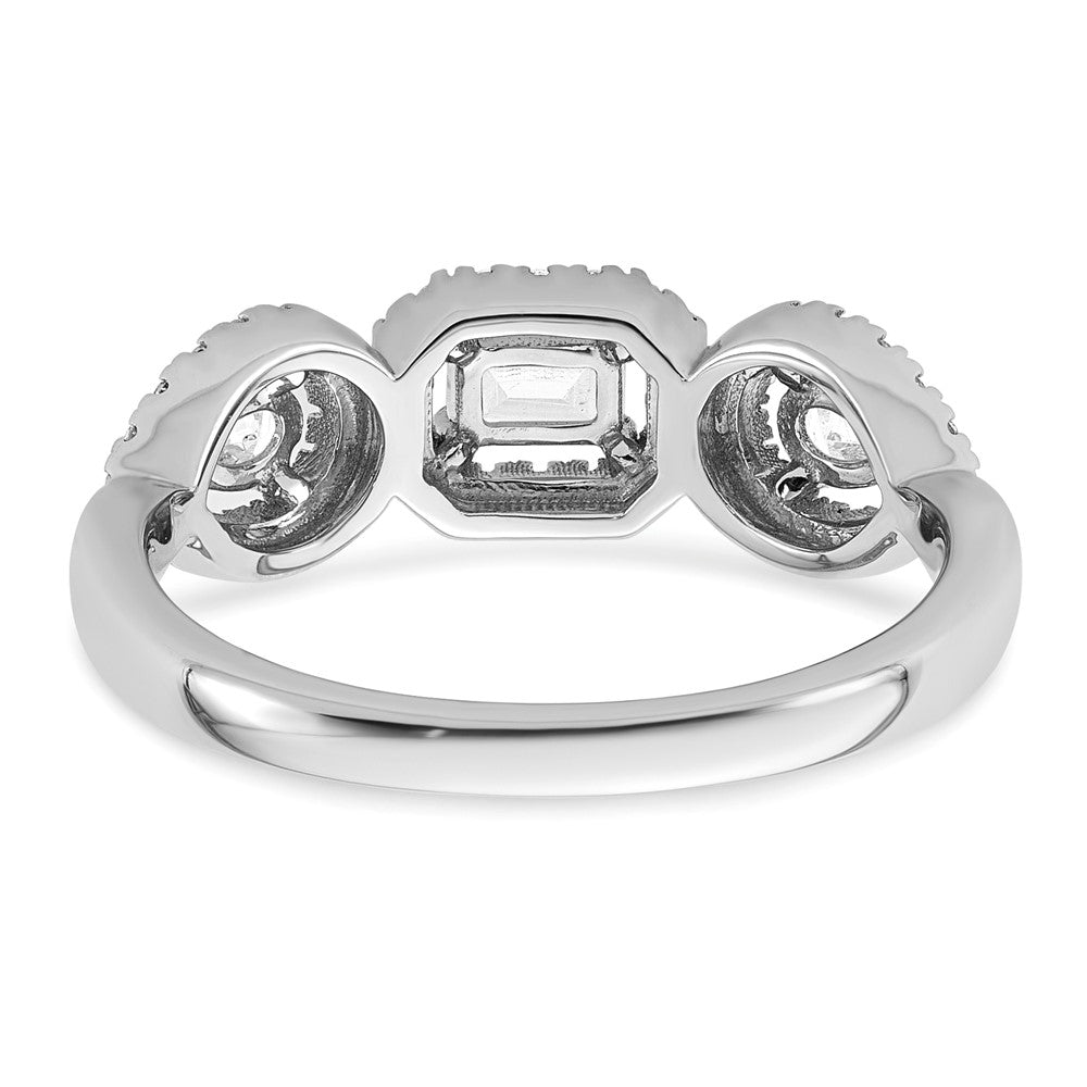 14k White Gold 5/8 Ct. Lab Grown Diamond VS/SI+ G+ Three Stone Emerald and Pear Engagement Ring