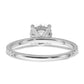 14k White Gold 1/3 Ct. Lab Grown Diamond VS/SI+ G+ 1 Ct. center Flair Round Engagement Ring