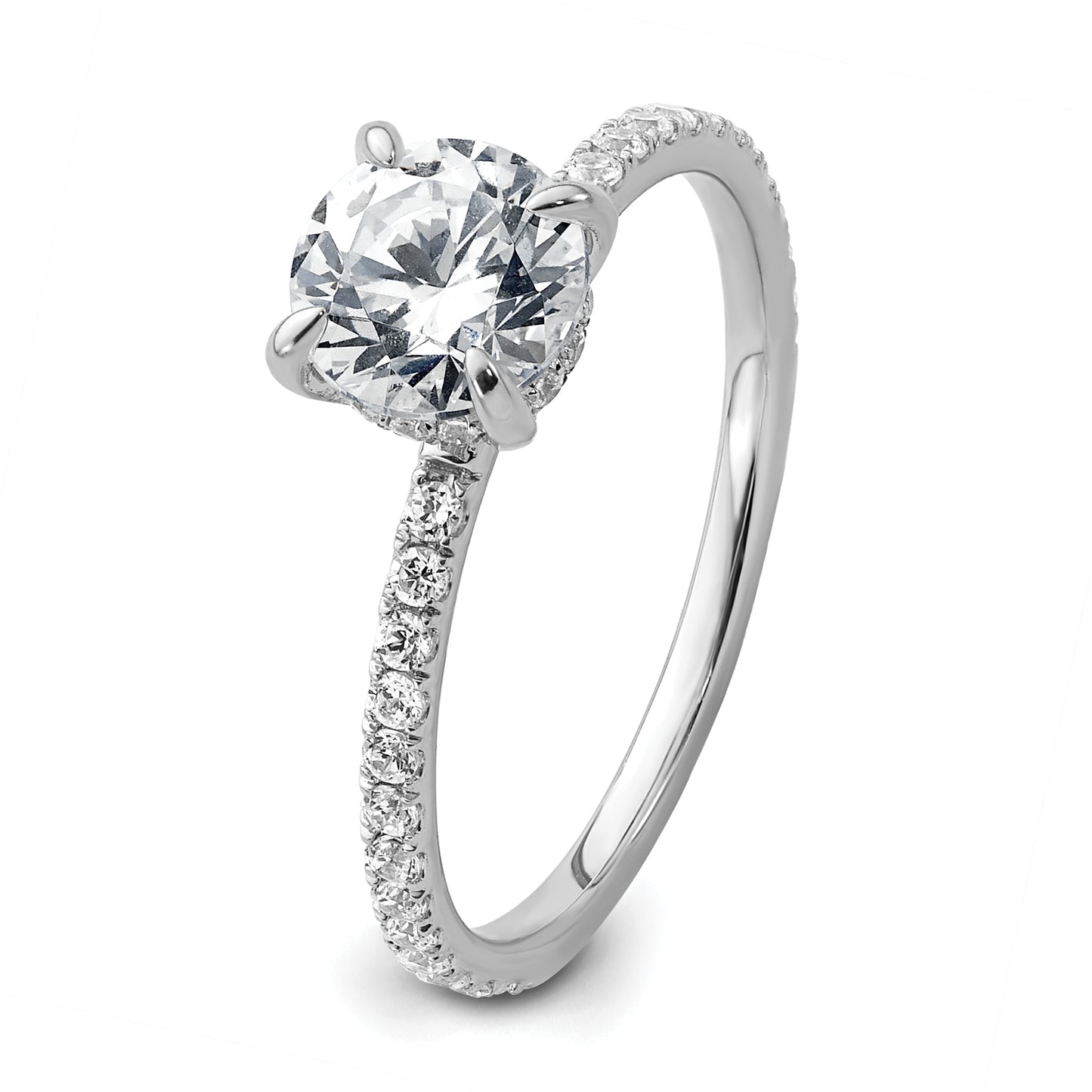 14k White Gold 1 1/3 Ct. Lab Grown Diamond VS/SI+ G+ Flair Round Engagement Ring